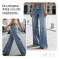 Hoge taille wijde pijpen jeans voor dames met zijsplitten