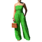 Strapless jumpsuit met wijde pijpen en kreukels