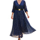 Glitterende maxi-jurk met V-hals voor dames
