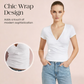 Dames T-shirt met V-hals, korte mouwen en overslag