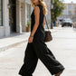 Mouwloze jumpsuit met V-hals en wijde pijpen voor dames