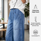 Damesjeans met elastische tailleband, losse pasvorm en verkorte pijpen