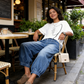 Damesjeans met elastische tailleband, losse pasvorm en verkorte pijpen