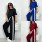 ⏳Tijdelijke aanbieding: 50% korting⏰Set met gestreepte top en wijde broek voor dames👚👖