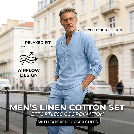 🥳UITVERKOOP 2026🥳💞MEER DAN 50.000 VERKOCHT!💥👴👕 50% KORTING! Casual set voor heren met shirt en broek – Opstaande kraag, relaxte pasvorm en elastische boorden. Lichtgewicht en ademend, ideaal voor warme dagen. Perfect voor vakanties of in het weekend. 🏖️✨