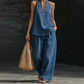 Set met casual haltertop en wijde broek voor dames
