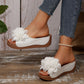 Sandalen met sleehak en bloemenapplicaties voor dames