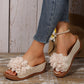 Sandalen met sleehak en bloemenapplicaties voor dames