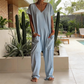🔥Casual oversized jumpsuit met V-hals – Zachte stof, slank en trendy