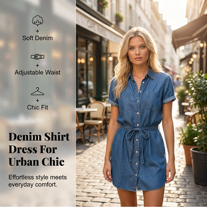 Casual denim jurk voor dames met trekkoord in de taille
