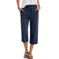 👖 LIMITED TIME 50% OFF! 🌿 Women's Cotton-Linen Blend Cropped Pants – Wide Leg, Elastic Waist, Pockets 🌱
