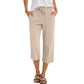 👖 LIMITED TIME 50% OFF! 🌿 Women's Cotton-Linen Blend Cropped Pants – Wide Leg, Elastic Waist, Pockets 🌱