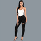 Skinny jeans met hoge taille en scheuren voor dames