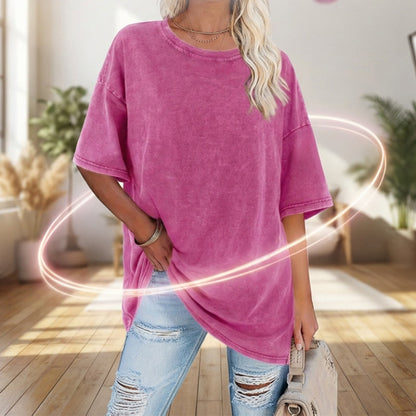Oversized T-shirt voor dames in gewassen vintage-look