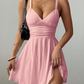 Spaghetti Strap V-Neck A-Line Mini Dress