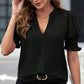 🔥NIEUW✨ Dames V-hals Blouse met Pofmouwen – Zacht & Veelzijdig