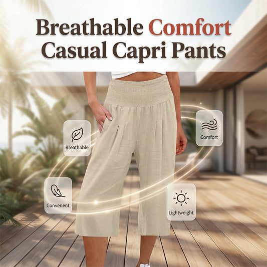 ☀️UITVERKOOP 2026: 49% KORTING🌿Lichtgewicht cropped broek met elastische tailleband voor dames