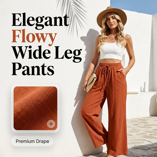 Casual damesbroek met hoge taille en wijde pijpen