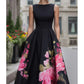 🌸Elegante, mouwloze midi-jurk in A-lijn model met bloemenprint👗❤️