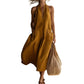 👗 TIJDELIJKE KORTING VAN 50%! 💃 Casual halterjurk met V-hals voor dames – soepel vallend, opgestikte zakken, ademend 🍂