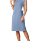 Dames Ronde Hals Loose Split Strijkvrije Midi Jurk met Zakken