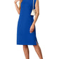 Dames Ronde Hals Loose Split Strijkvrije Midi Jurk met Zakken