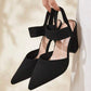Pumps met spitse neus, blokhak en slingback