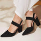 Pumps met spitse neus, blokhak en slingback