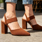 Pumps met spitse neus, blokhak en slingback