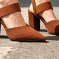 Pumps met spitse neus, blokhak en slingback
