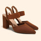 Pumps met spitse neus, blokhak en slingback