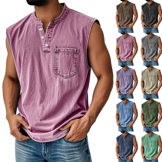 Mouwloos T-shirt in retrostijl met drie knopen