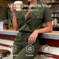 Jumpsuit met korte mouwen en knoopsluiting voor dames