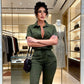 Jumpsuit met korte mouwen en knoopsluiting voor dames