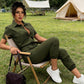 Jumpsuit met korte mouwen en knoopsluiting voor dames
