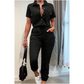 Jumpsuit met korte mouwen en knoopsluiting voor dames