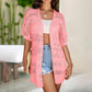 👚 Nu met 50% korting! 🌸 Damesvest met korte mouwen en opengewerkte brei-details
