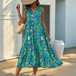 👗Nieuwe collectie 40% KORTING🌸Midi-jurk voor dames zonder mouwen met abstracte print en gelaagde rok
