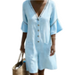 Zomerjumpsuit voor dames met V-hals en klokmouwen