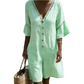 Zomerjumpsuit voor dames met V-hals en klokmouwen