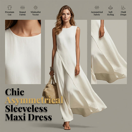 Chique asymmetrische mouwloze maxi-jurk
