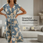 Midi-jurk met V-hals, bloemenprint en knoopsluiting voor dames