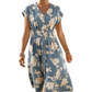 Midi-jurk met V-hals, bloemenprint en knoopsluiting voor dames