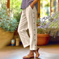 Casual effen cropped broek met losse pasvorm en knopen aan de zijkant