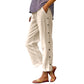 Casual effen cropped broek met losse pasvorm en knopen aan de zijkant