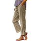 Casual effen cropped broek met losse pasvorm en knopen aan de zijkant