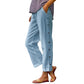 Casual effen cropped broek met losse pasvorm en knopen aan de zijkant