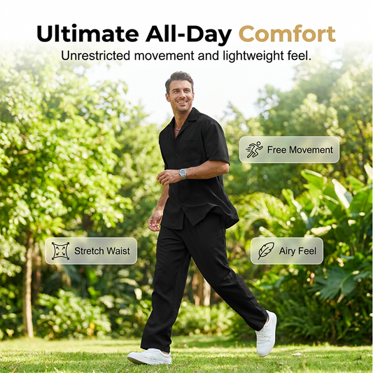 📢📢50% KORTING !! ⏰Casual set met overhemd en broek met korte mouwen voor heren