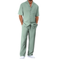 📢📢50% KORTING !! ⏰Casual set met overhemd en broek met korte mouwen voor heren