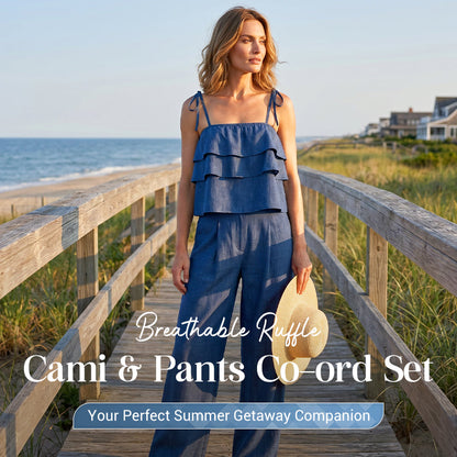 💙Ademende set met topje met ruches en broekje